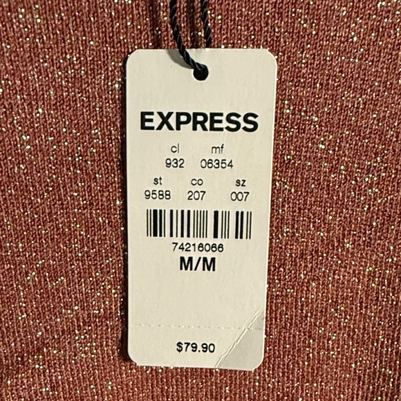 Express Shimmering Copper Long Sleeve Dress - Picture 2 of 4